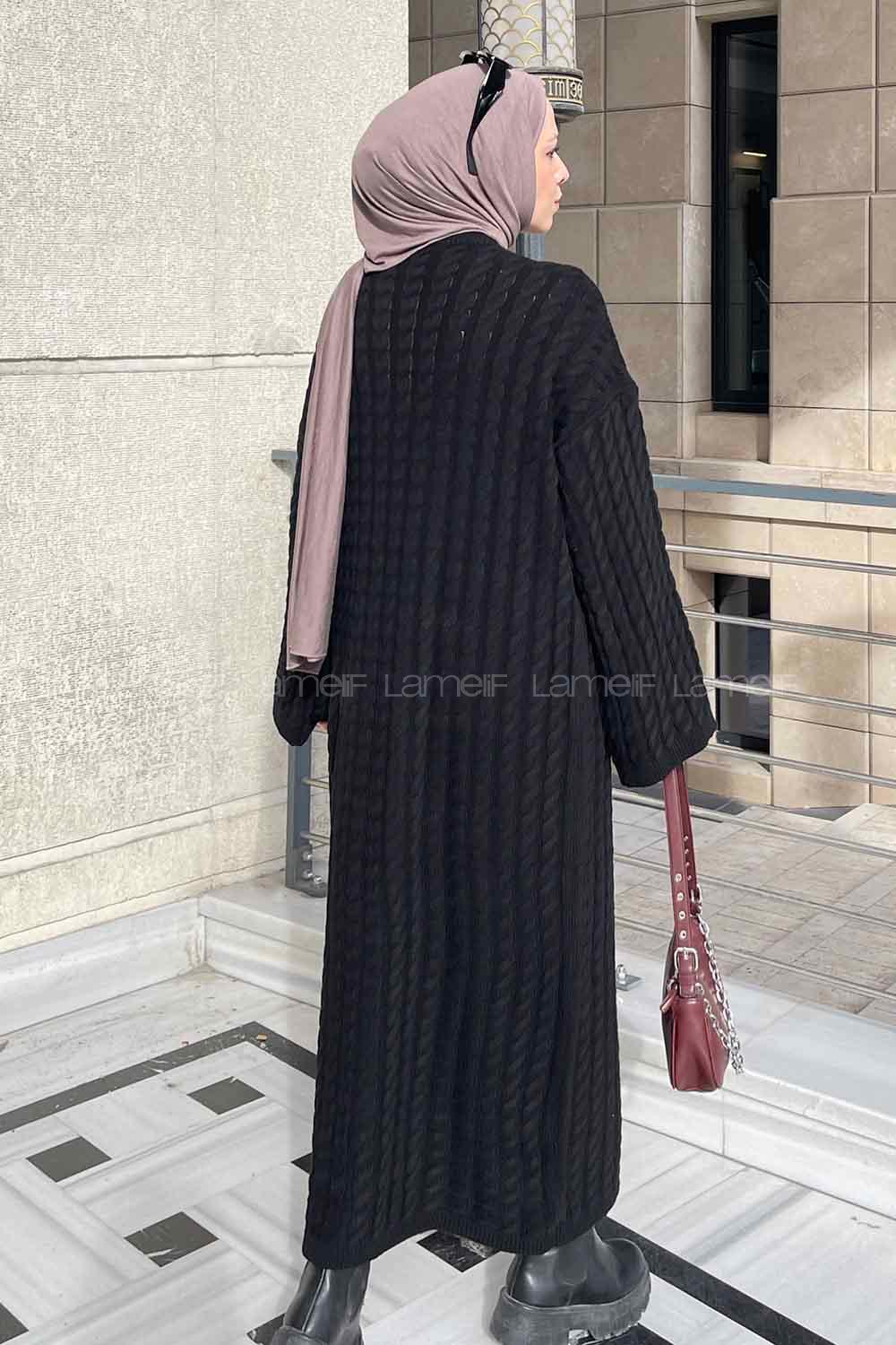 Black Medium Crew Neck Knitwear Dresess