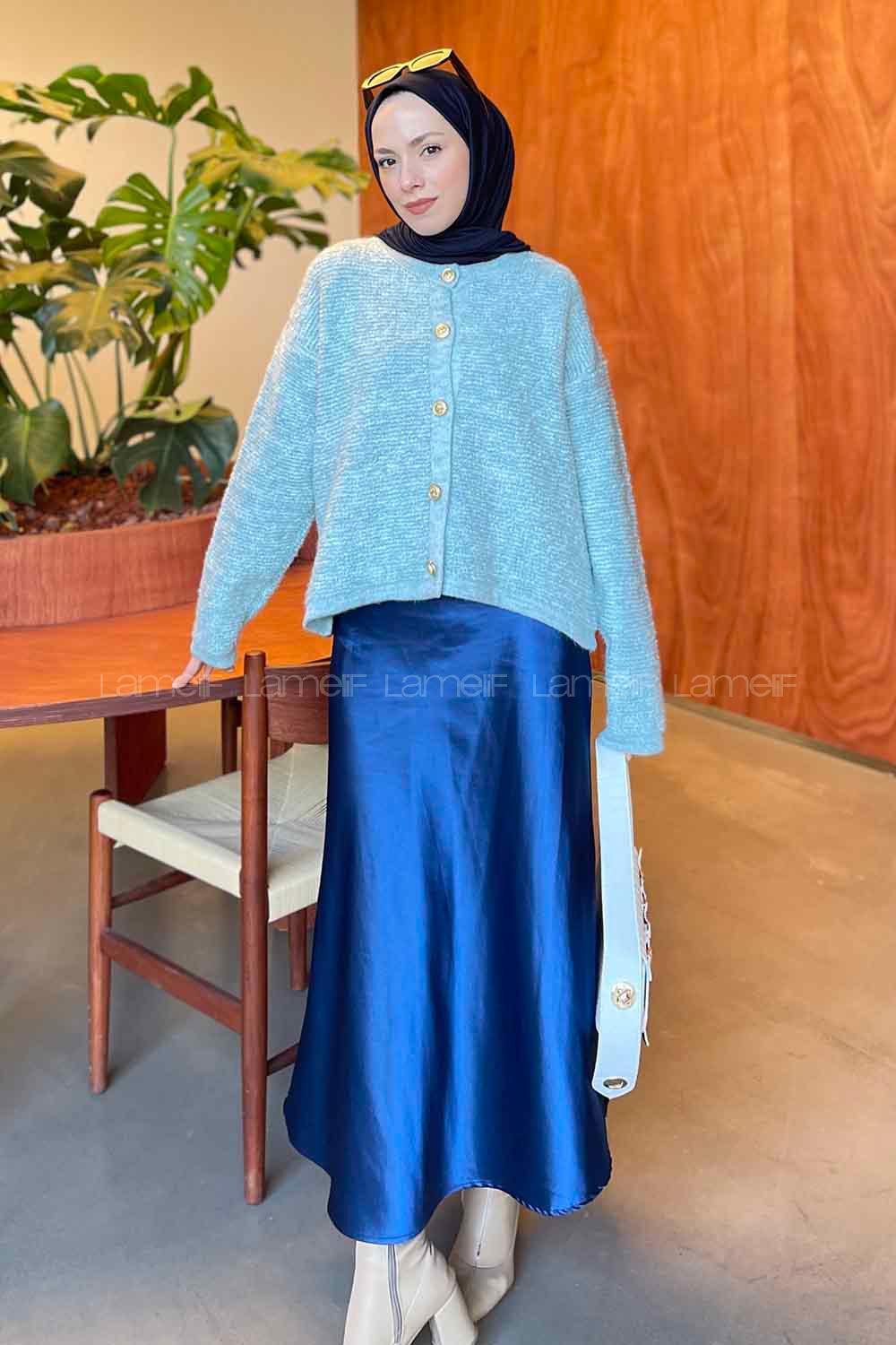 Lamelif Kalın Yumoş Hırka Mint Yeşili