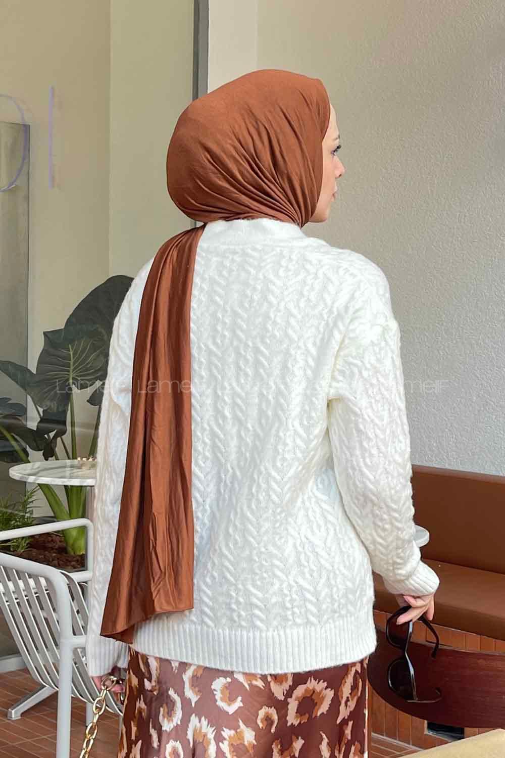 Lamelif Örgü Detaylı Hırka Beyaz