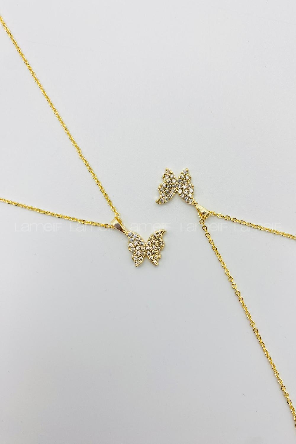 Gold Gold Silver Straight Necklace