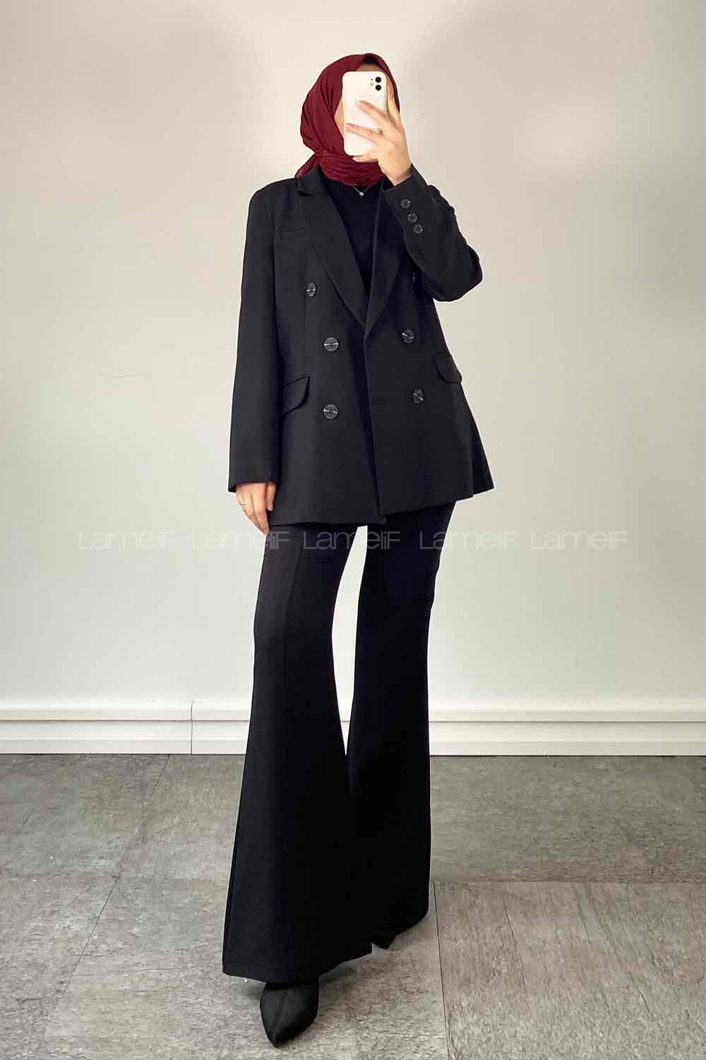 Black V Neck Long Arm Poplin Fabric Jacket