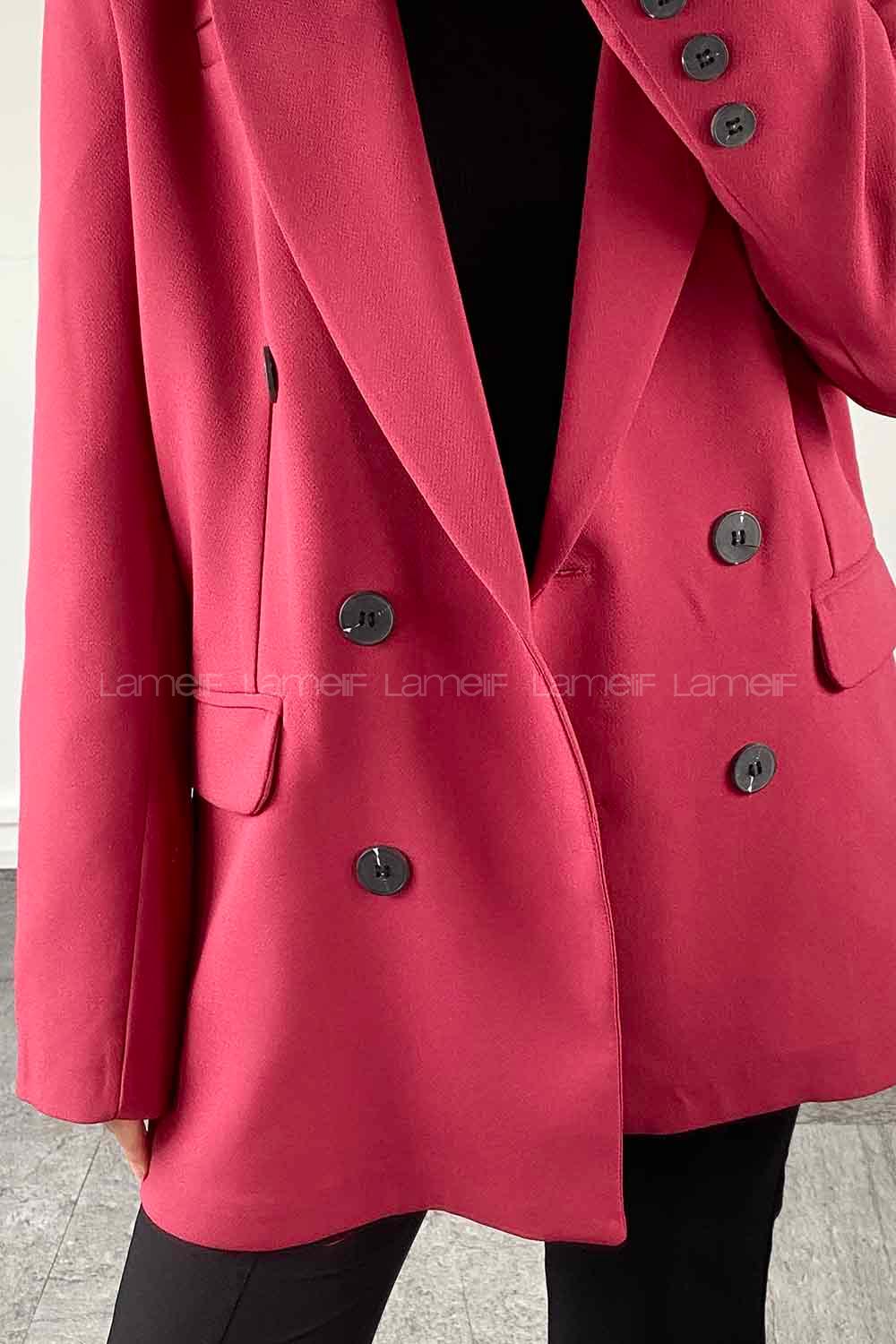 Modalamelif Klasik Kruvaze Ceket Vişne