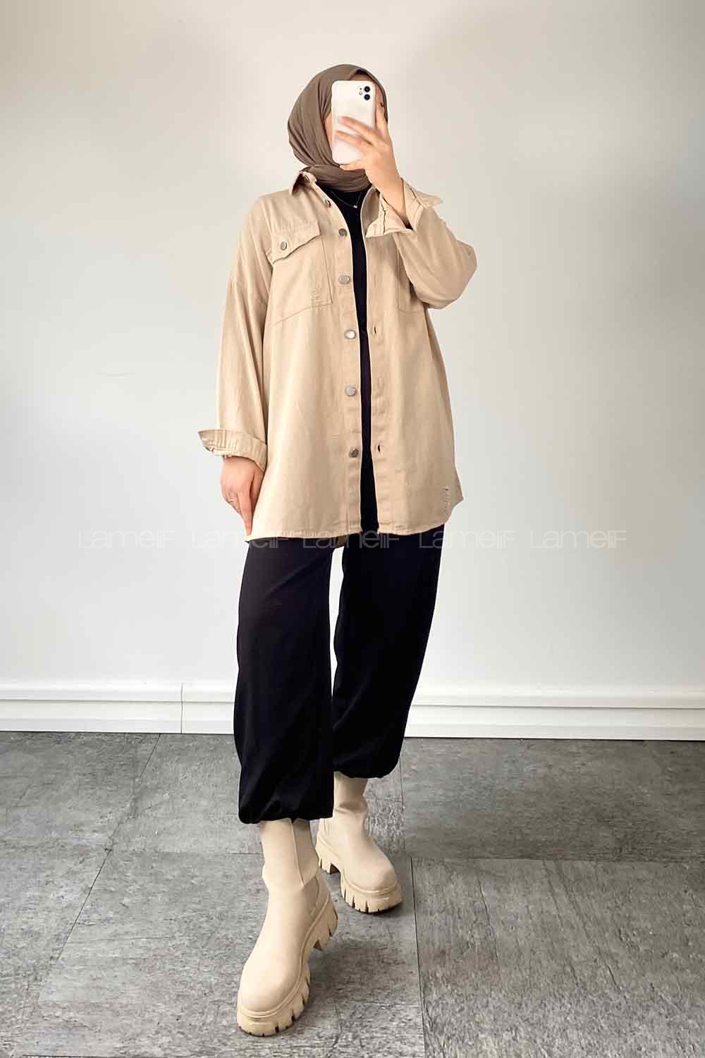 Stone Shirt Collar Bat Sleeve Arm Cotton Unprinted Shirt