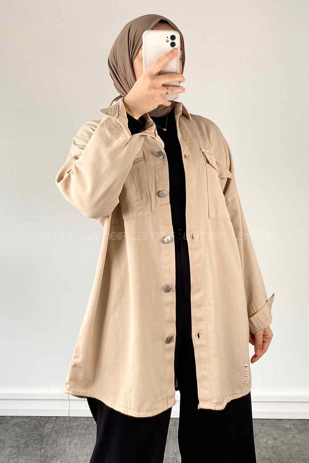 Stone Shirt Collar Bat Sleeve Arm Cotton Unprinted Shirt