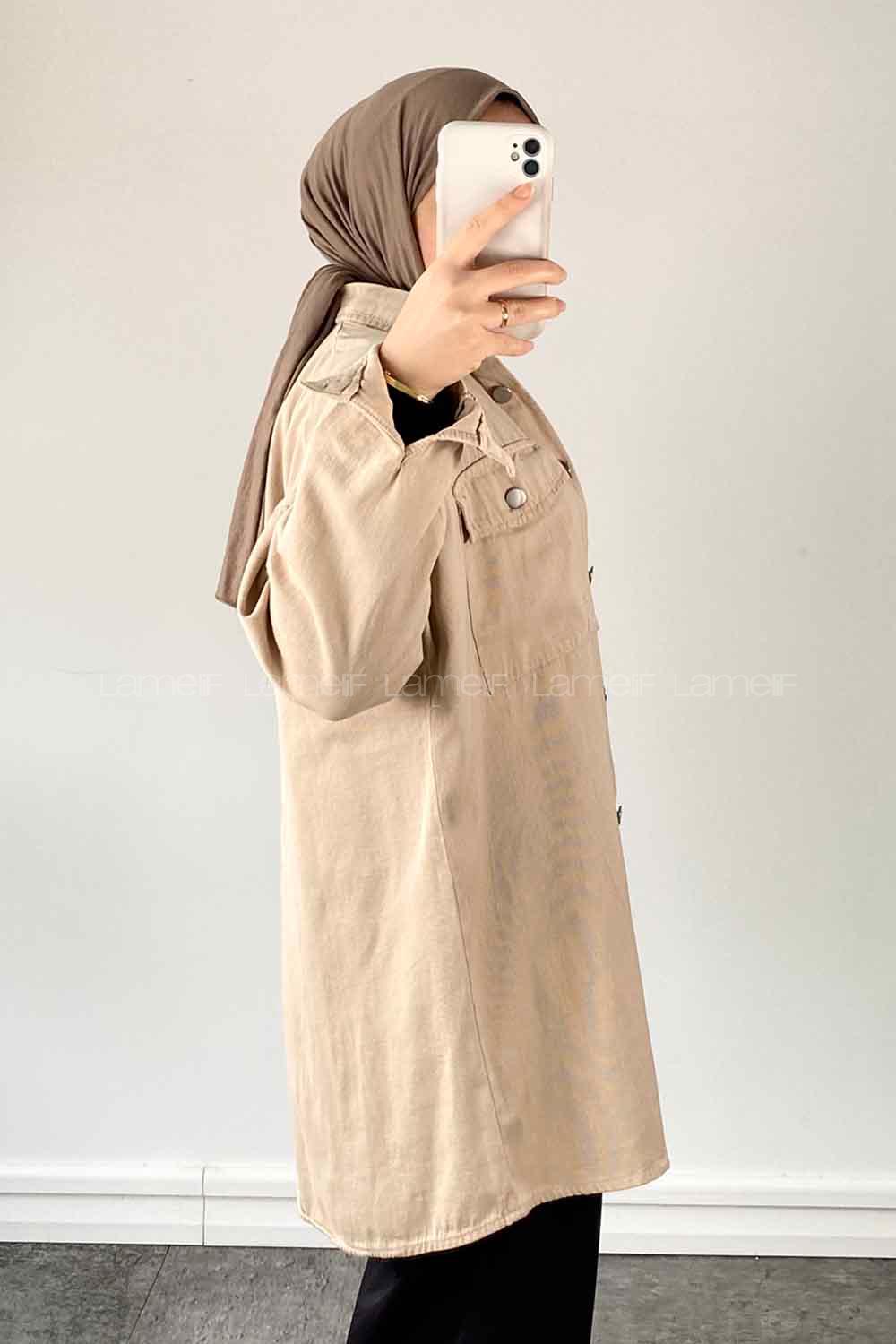 Stone Shirt Collar Bat Sleeve Arm Cotton Unprinted Shirt