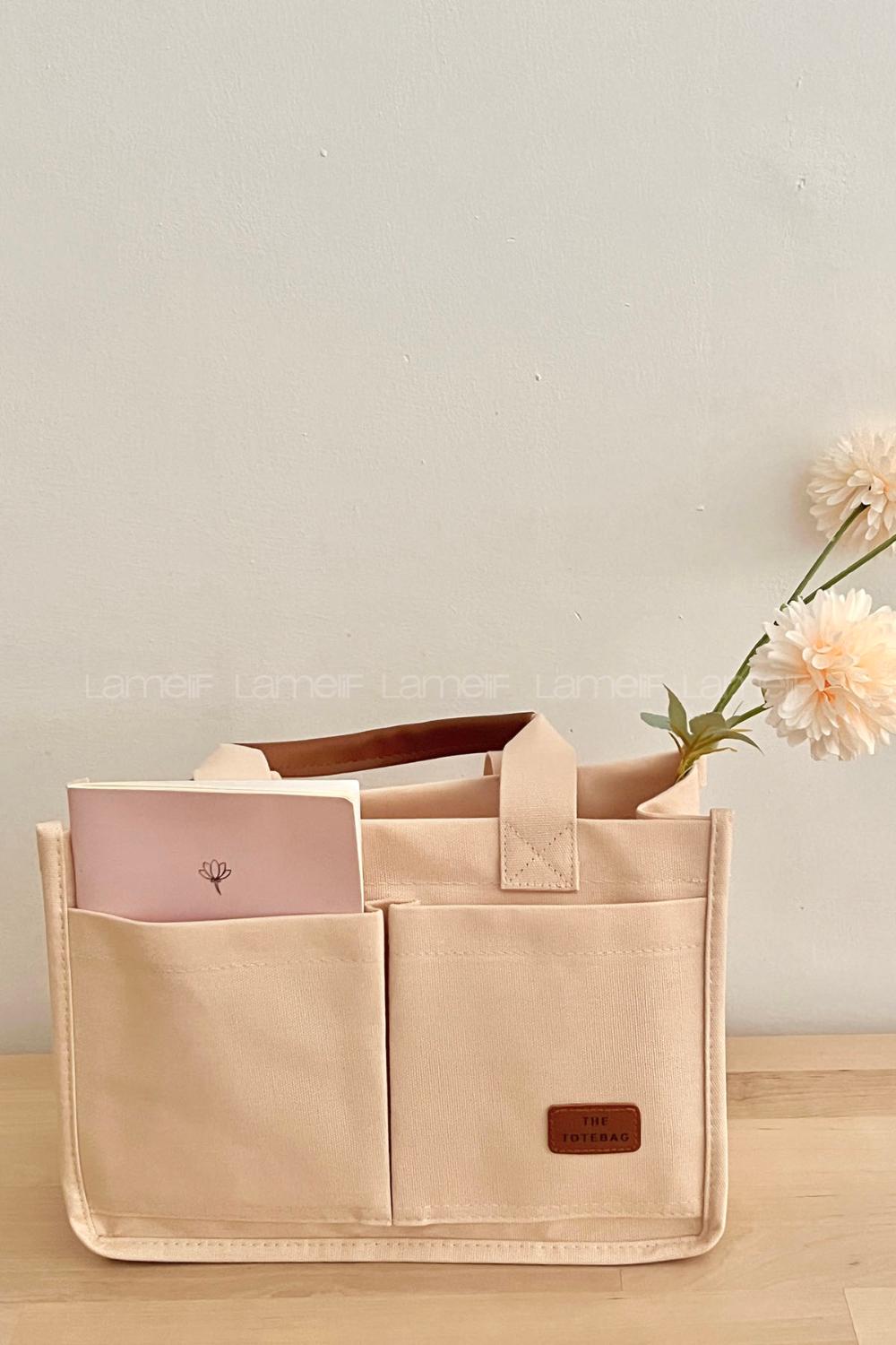 Lamelif Mini Kanvas Tote Bag Kadın Çapraz Çanta Krem
