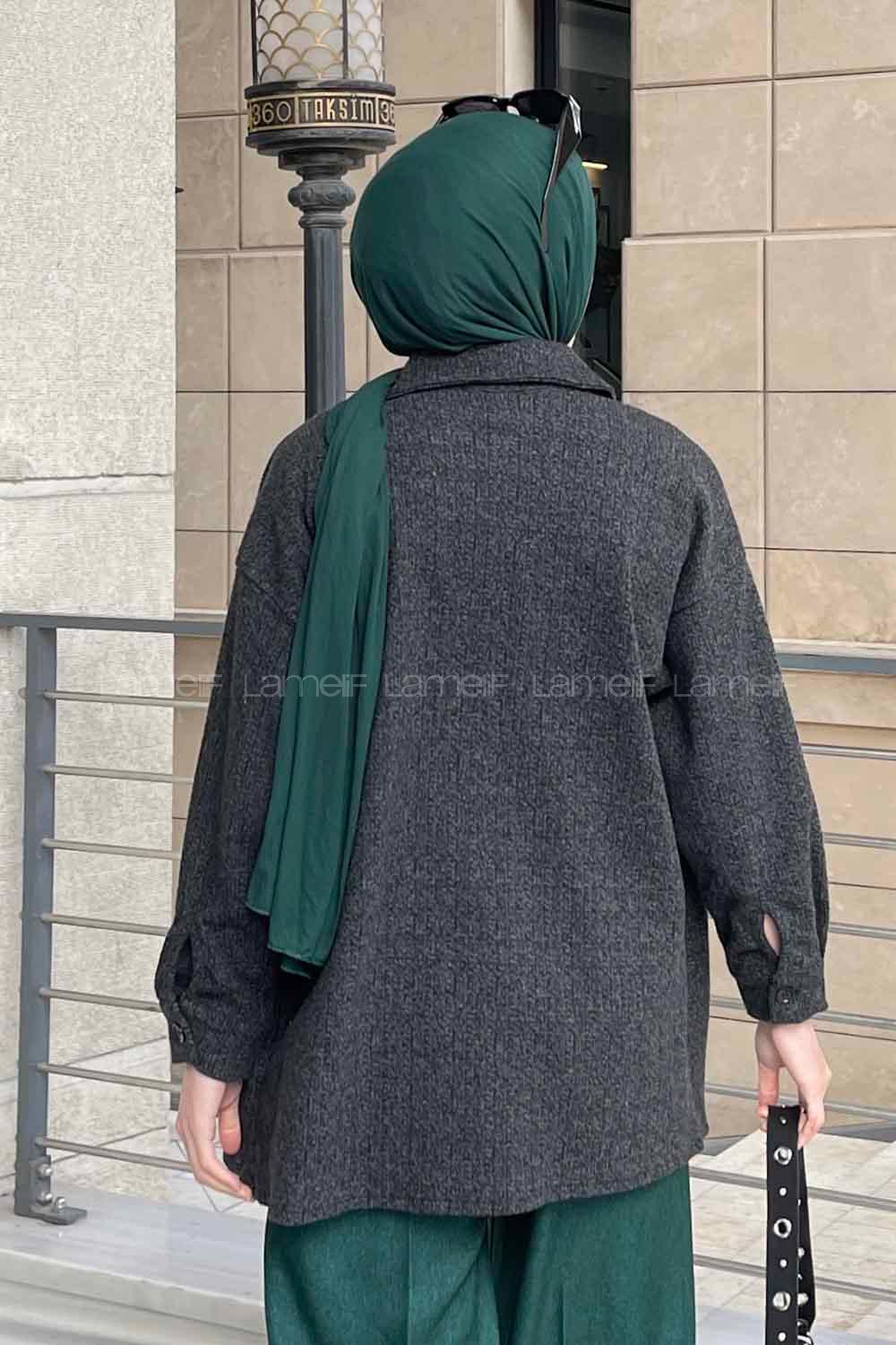 Lamelif Düz Oduncu Gömlek Antrasit