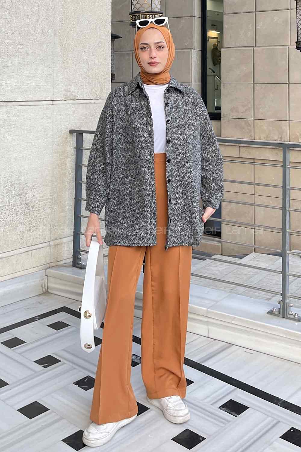 Gray Shirt Collar Long Arm Cotton Fabric Shirt