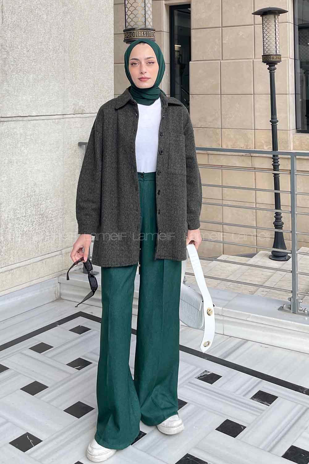 Khaki Shirt Collar Long Arm Cotton Fabric Shirt