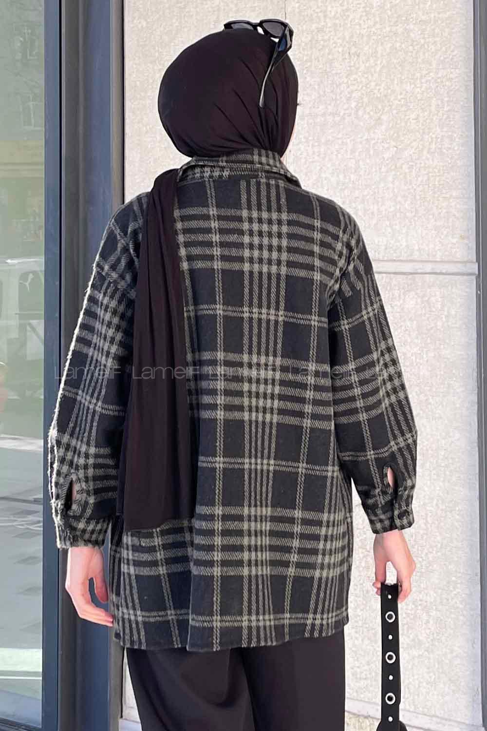 Lamelif Ekose Desen Gömlek Haki