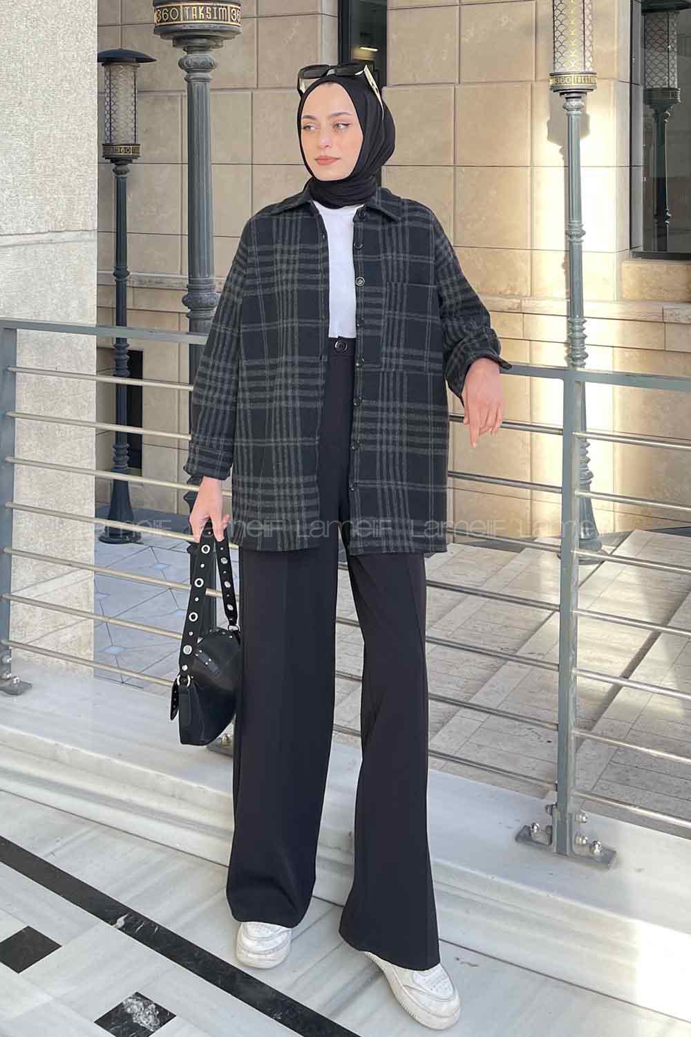 Black Shirt Collar Long Arm Cotton Fabric Printed Shirt