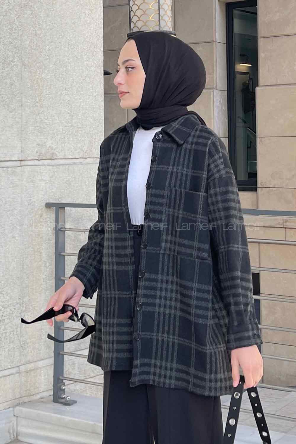 Black Shirt Collar Long Arm Cotton Fabric Printed Shirt