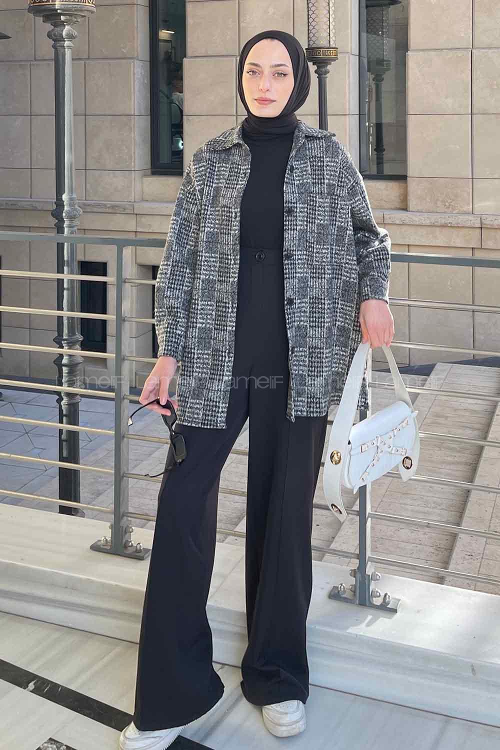 Gray Shirt Collar Long Arm Wool Cotton Fabric Printed Shirt