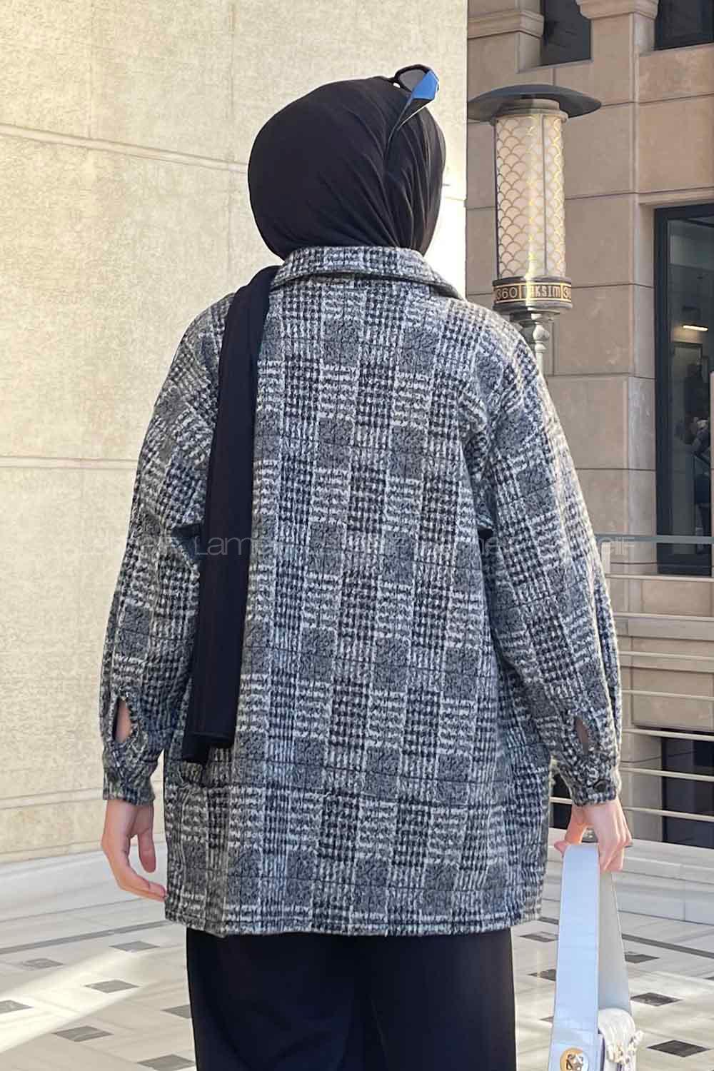 Gray Shirt Collar Long Arm Wool Cotton Fabric Printed Shirt