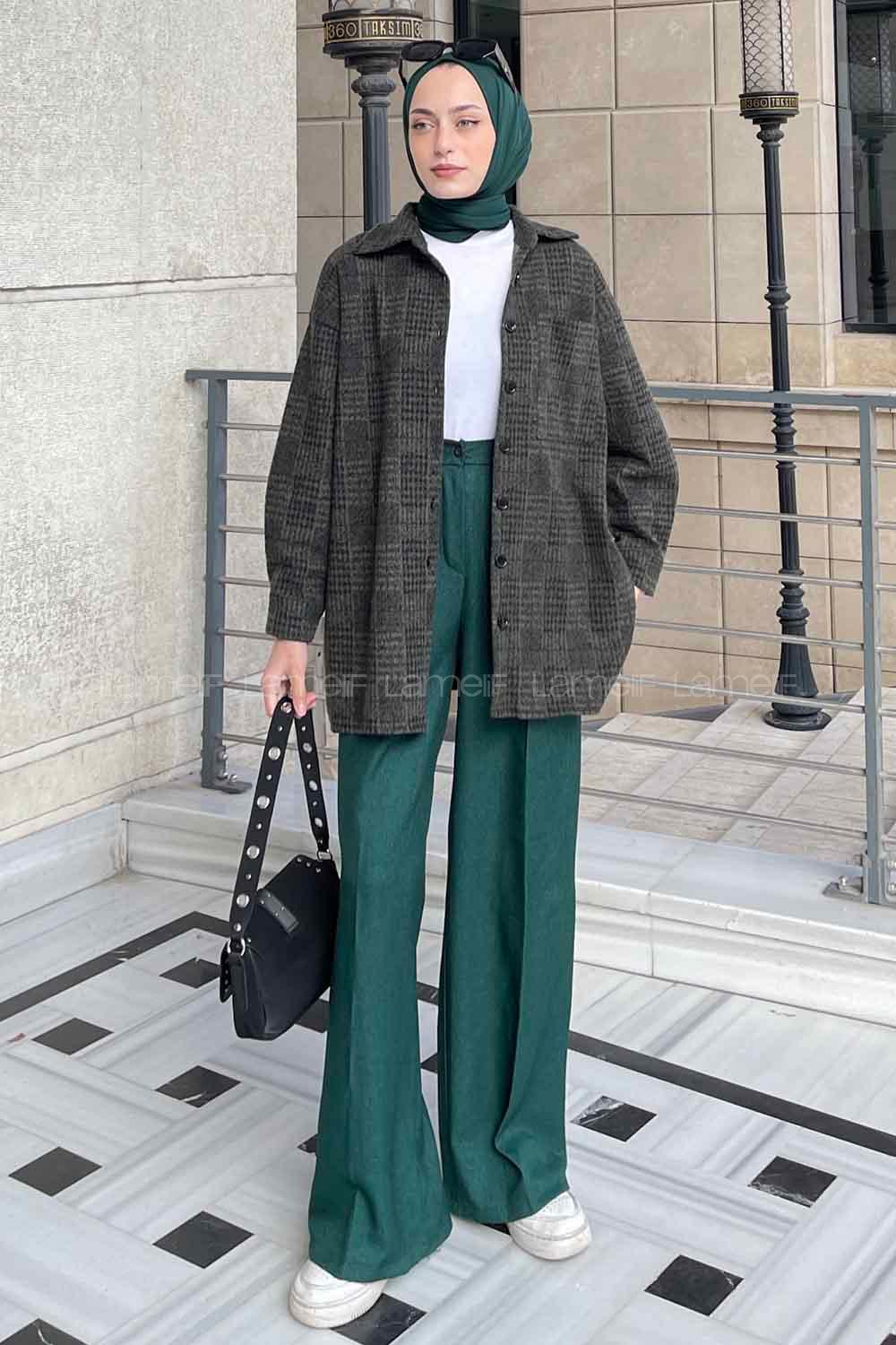 Khaki Shirt Collar Long Arm Wool Cotton Fabric Printed Shirt