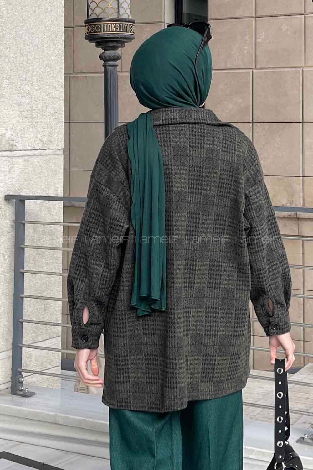 Khaki Shirt Collar Long Arm Wool Cotton Fabric Printed Shirt