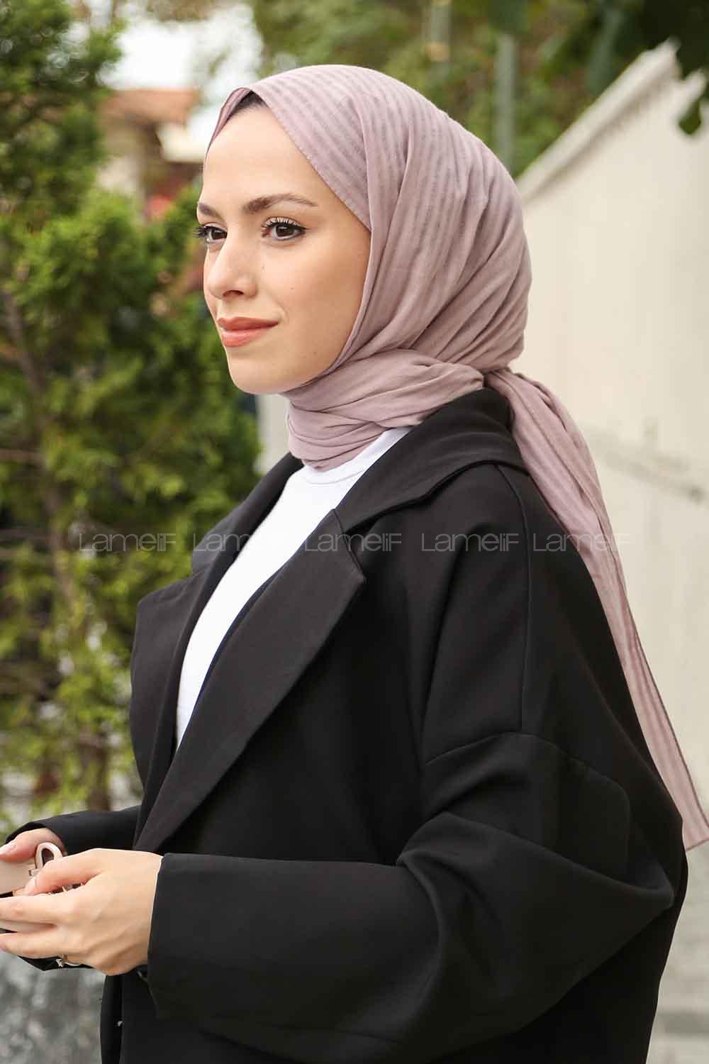 Lamelif Cotton Line Şal Açık Pudra