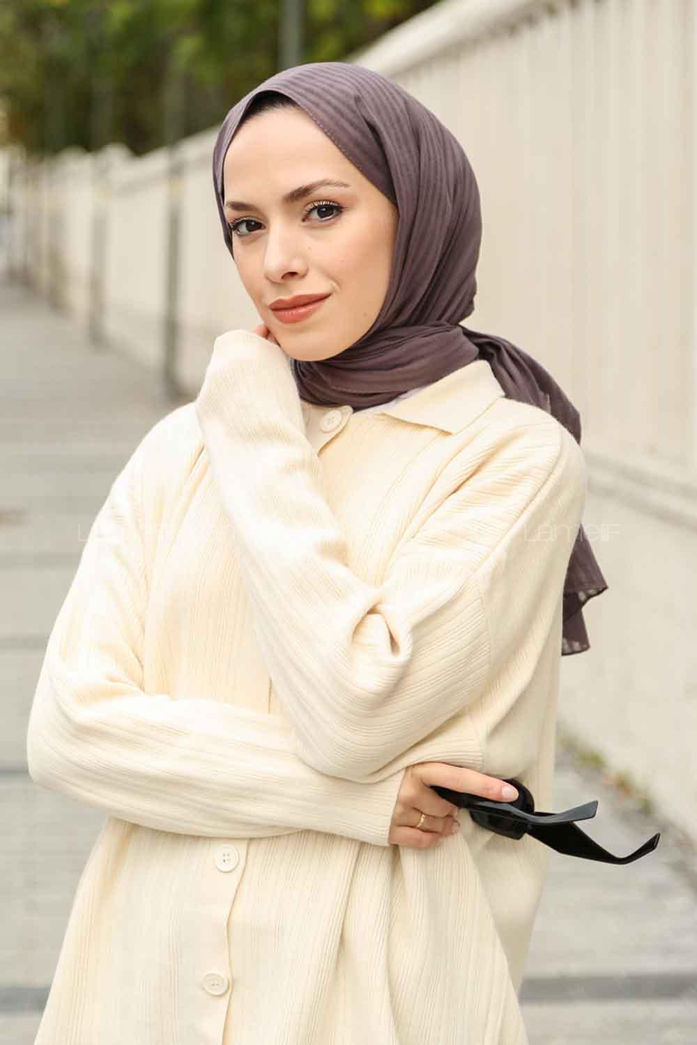 Lamelif Cotton Line Şal Antrasit