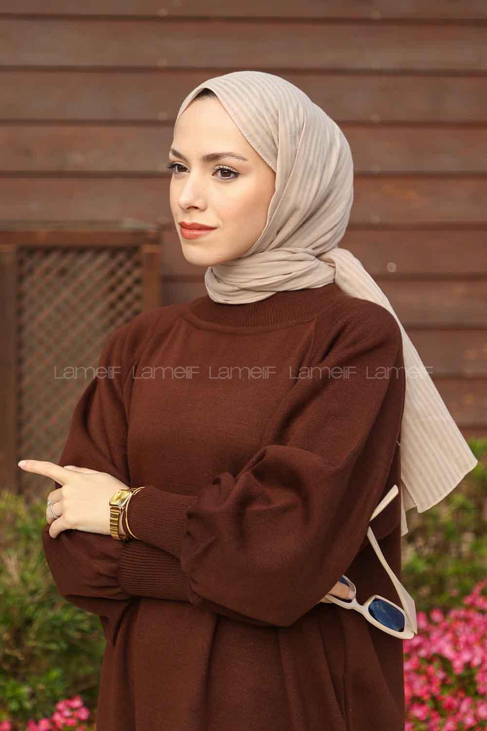 Lamelif Cotton Line Şal Bej