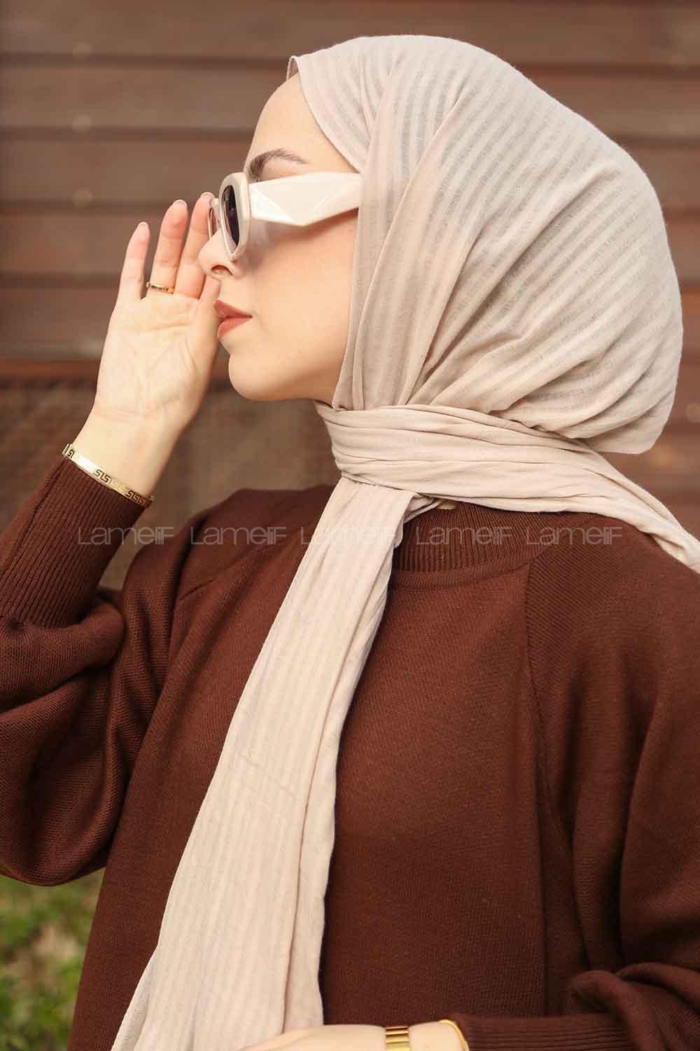 Lamelif Cotton Line Şal Bej