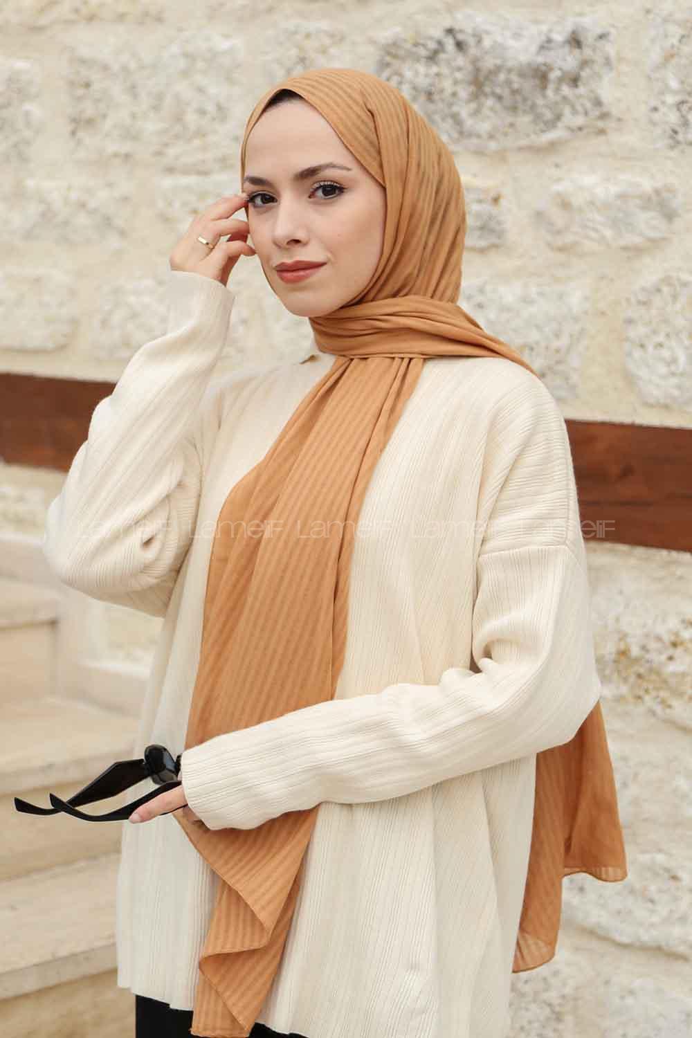 Gold Cotton Striped Shawl