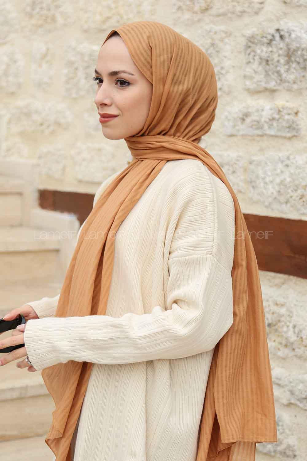 Gold Cotton Striped Shawl