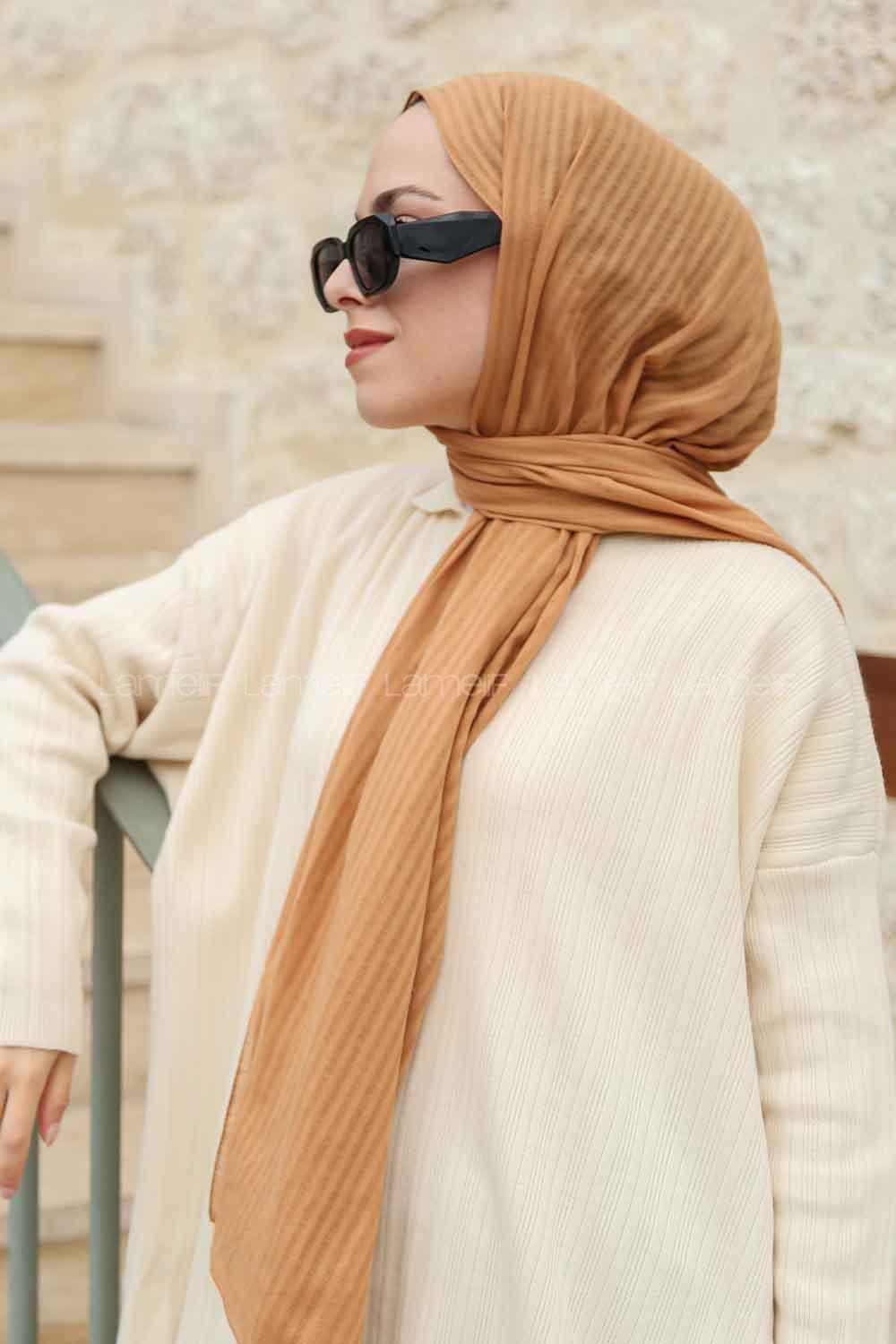 Gold Cotton Striped Shawl