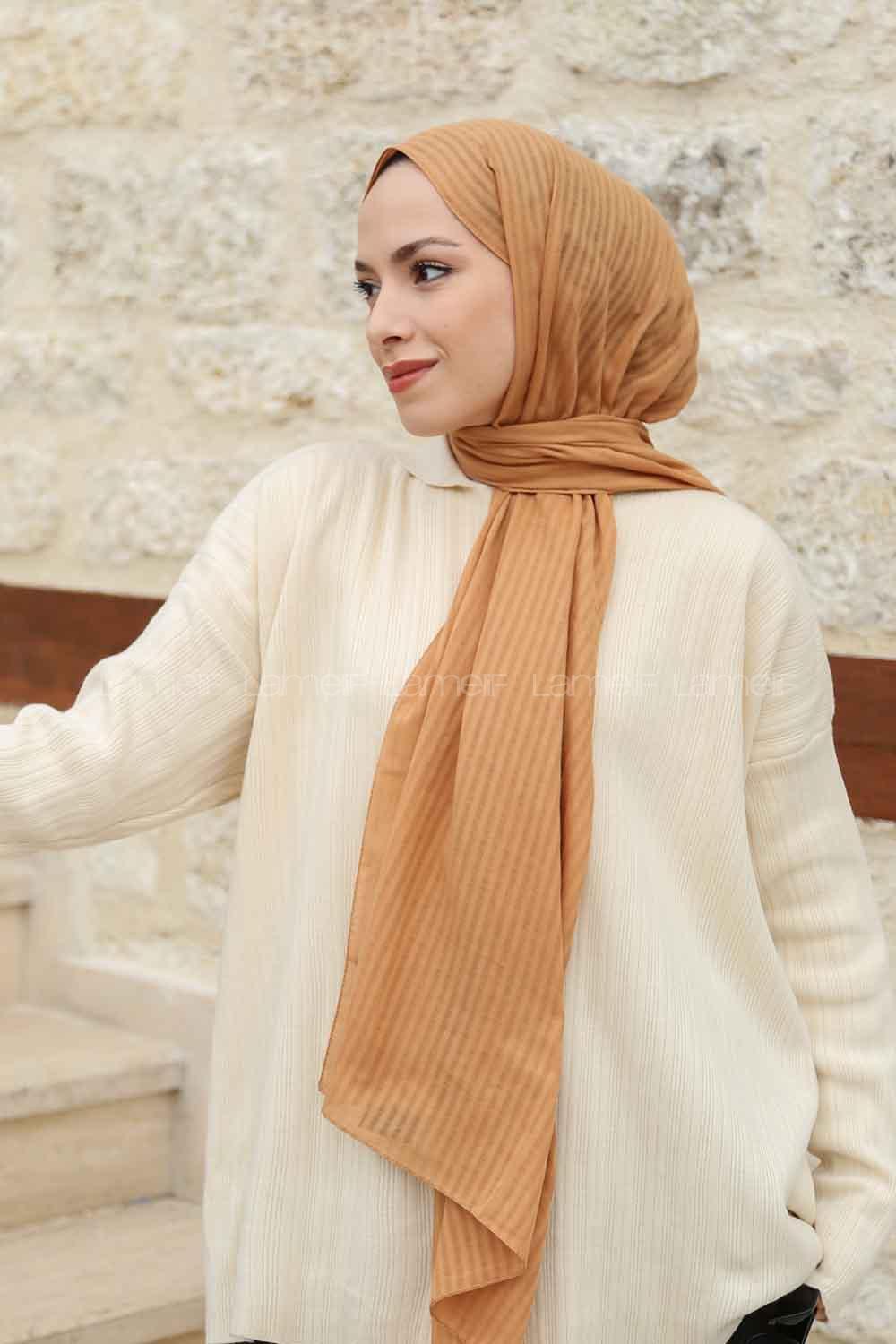 Gold Cotton Striped Shawl