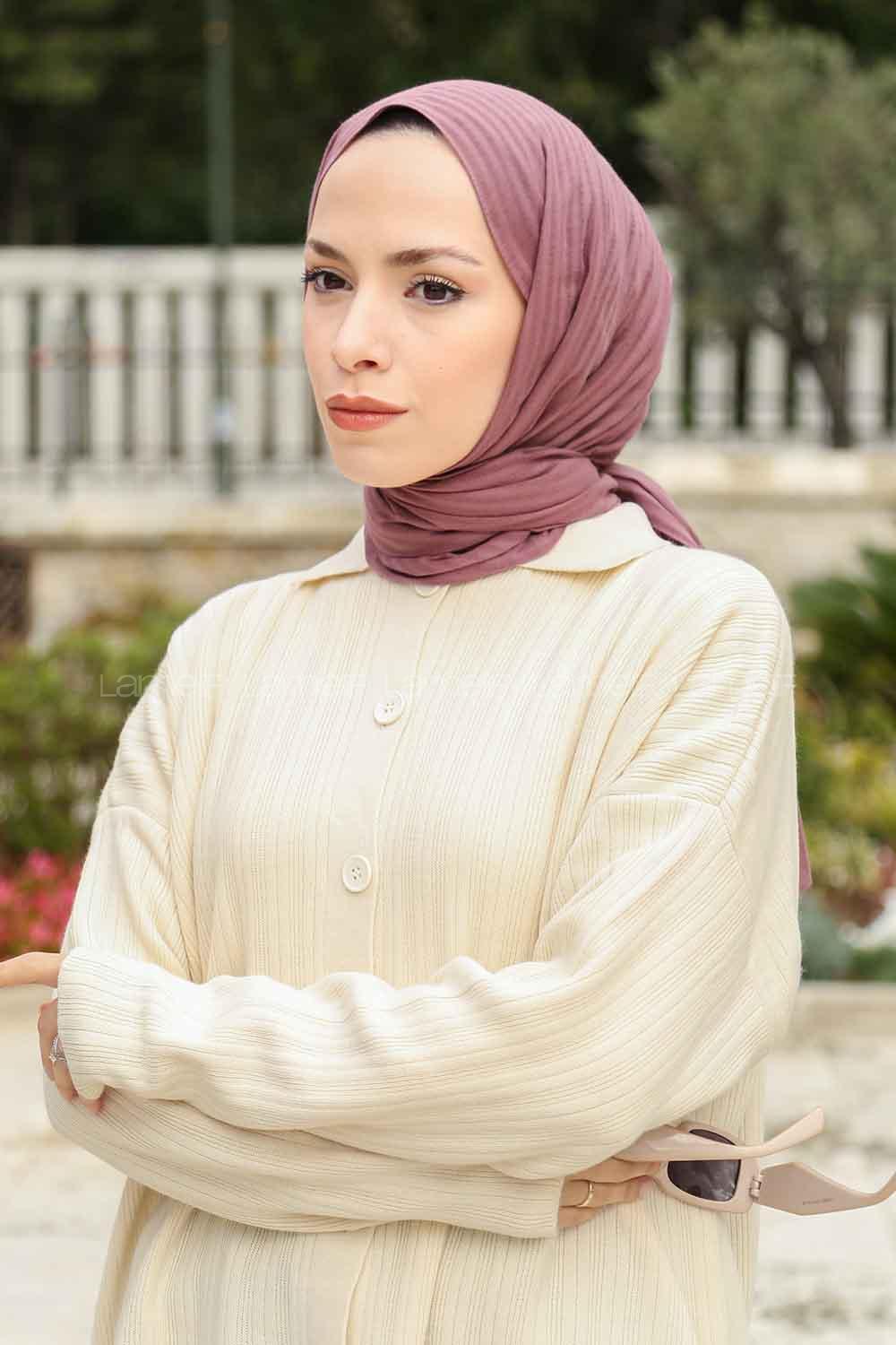 Lamelif Cotton Line Şal Gül Kurusu