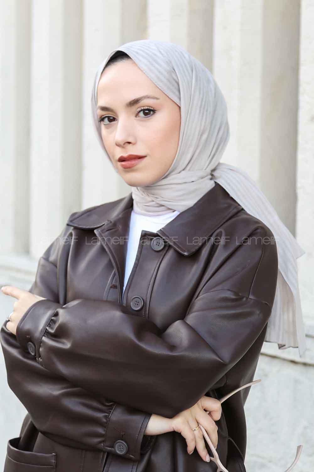 Lamelif Cotton Line Şal Gümüş Gri