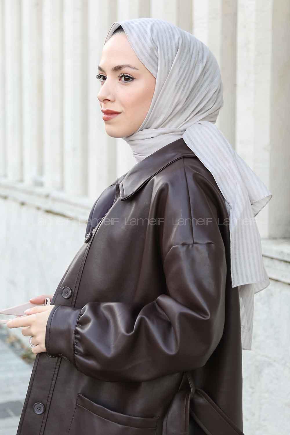 Lamelif Cotton Line Şal Gümüş Gri