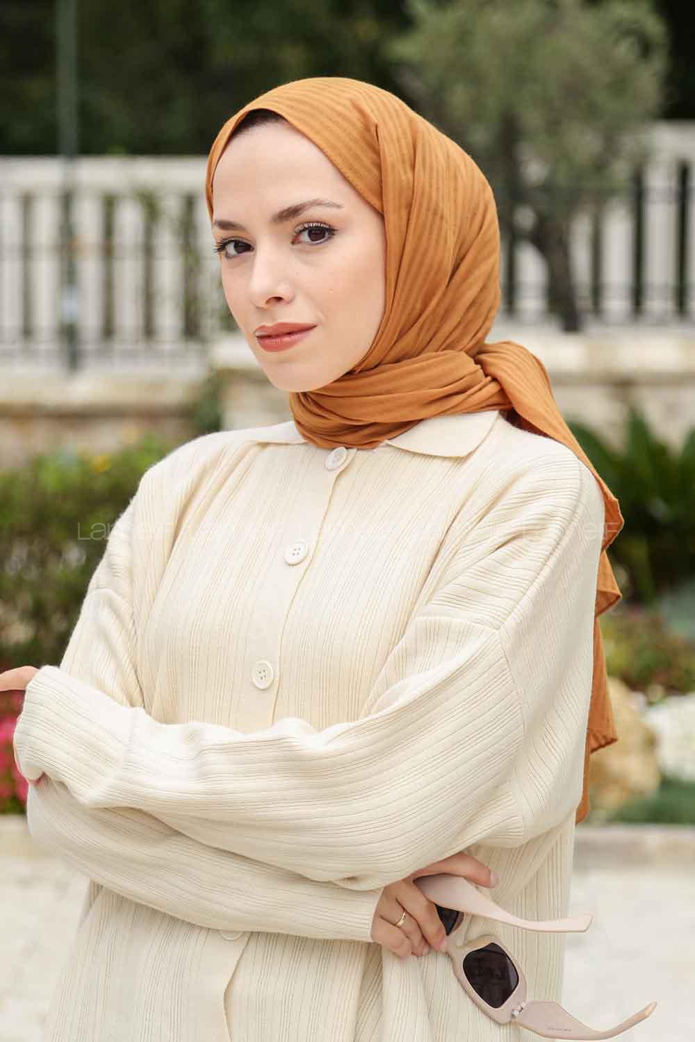 Lamelif Cotton Line Şal Hardal Sarısı