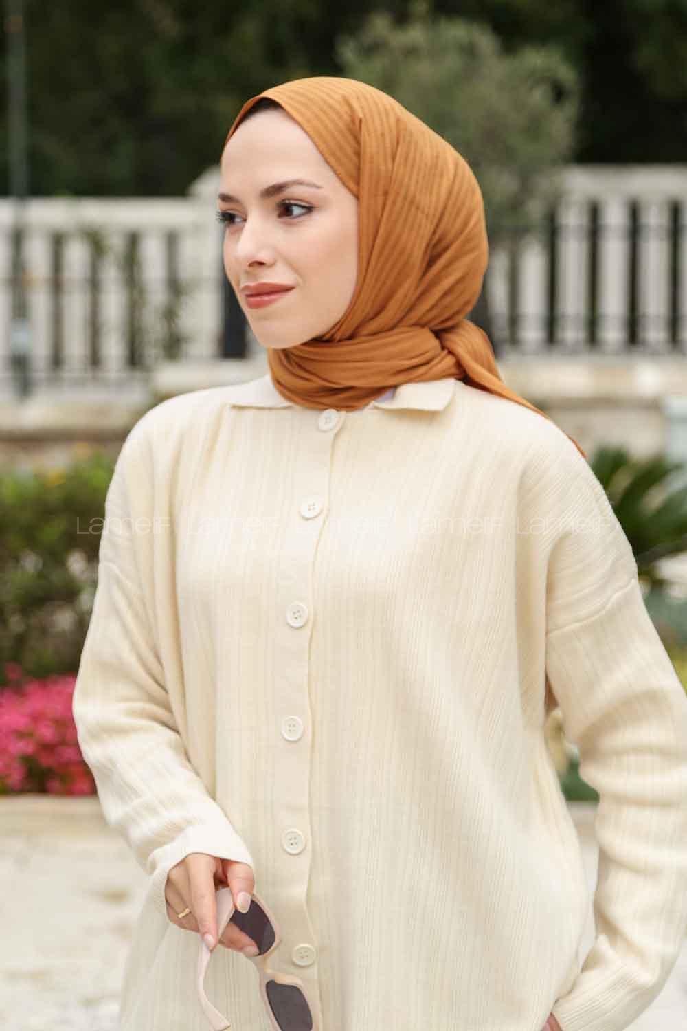 Lamelif Cotton Line Şal Hardal Sarısı