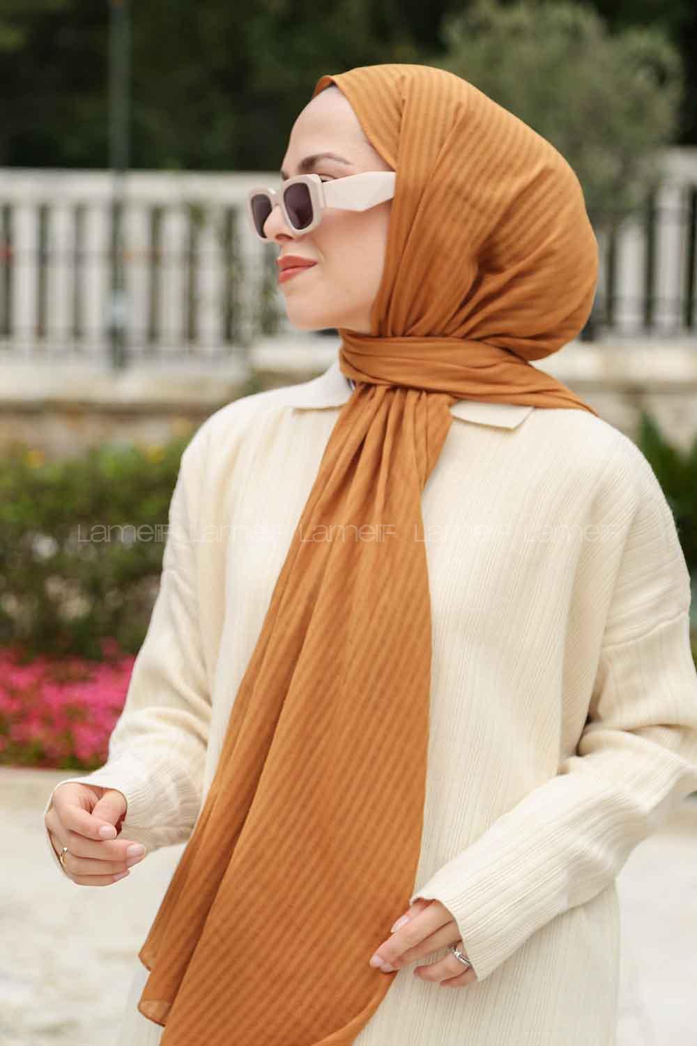 Lamelif Cotton Line Şal Hardal Sarısı