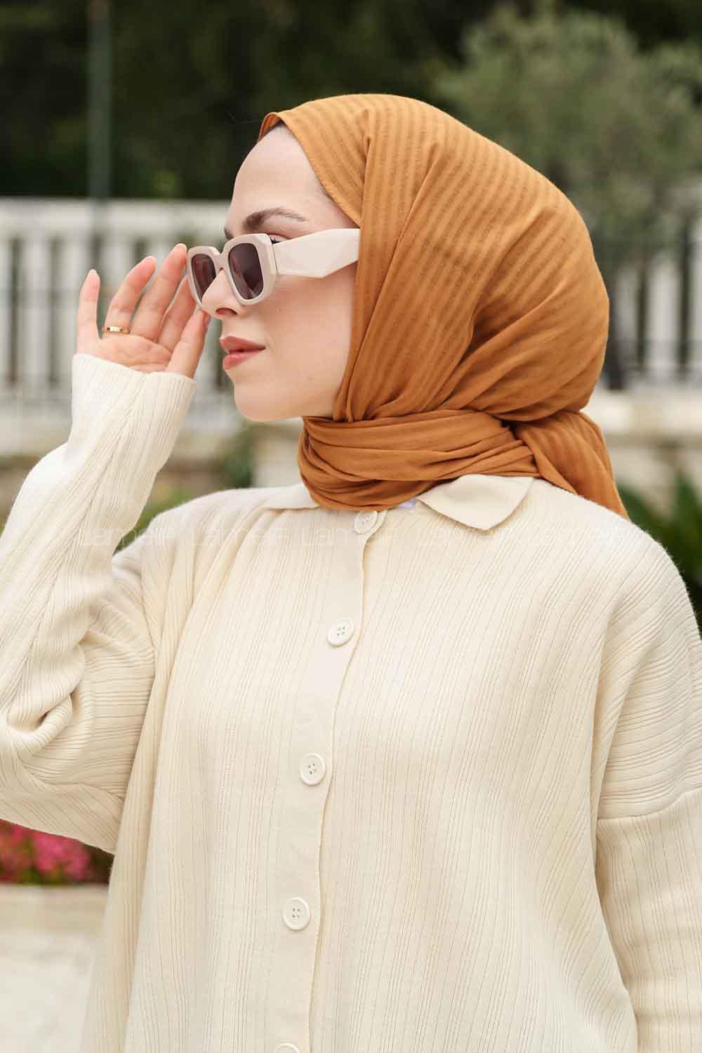 Lamelif Cotton Line Şal Hardal Sarısı