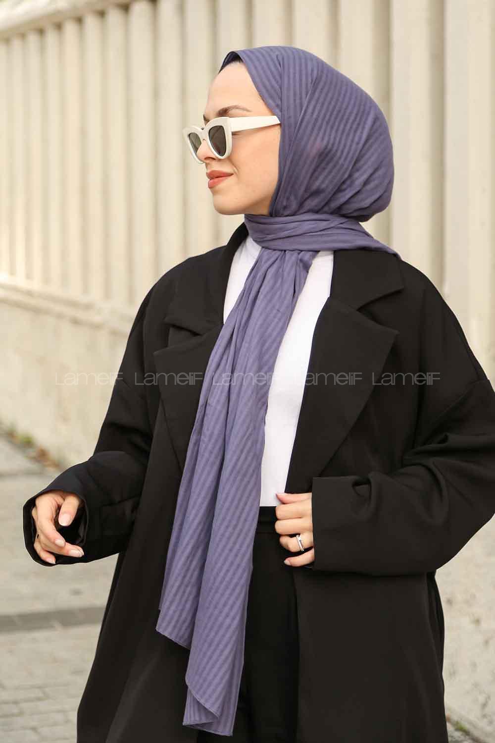 Lamelif Cotton Line Şal İndigo