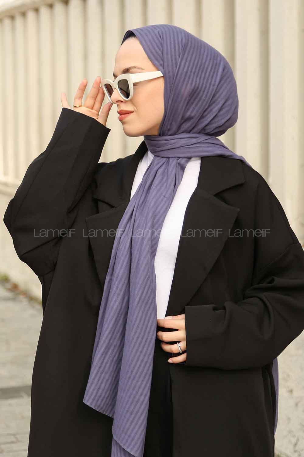 Lamelif Cotton Line Şal İndigo