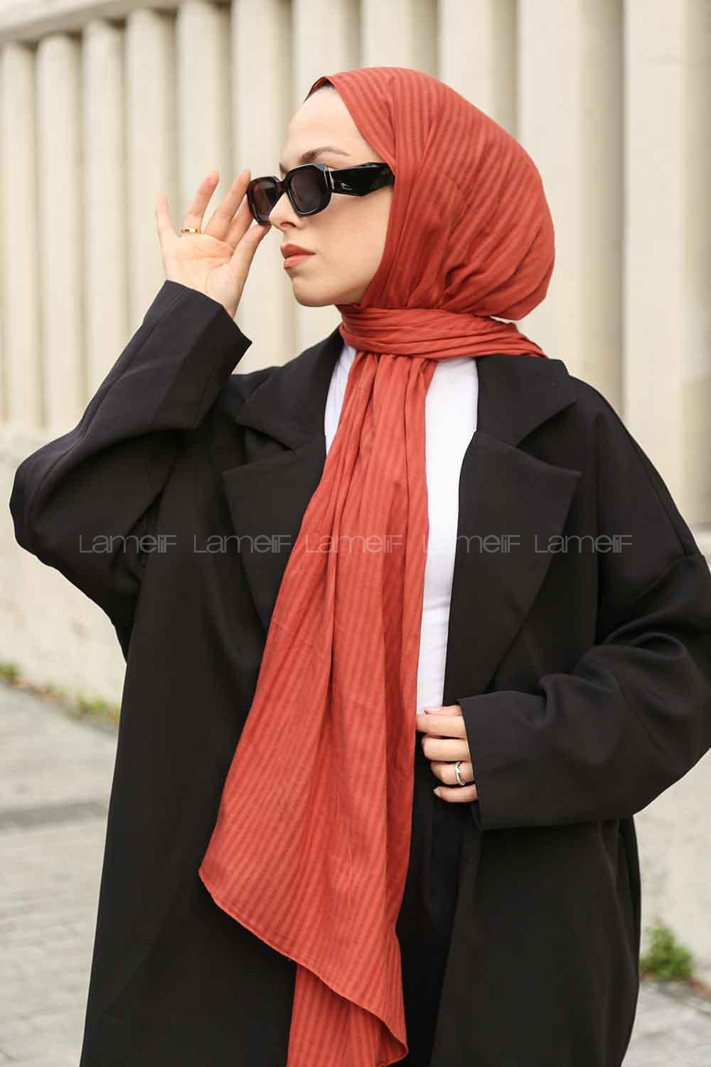 Tile Cotton Striped Shawl