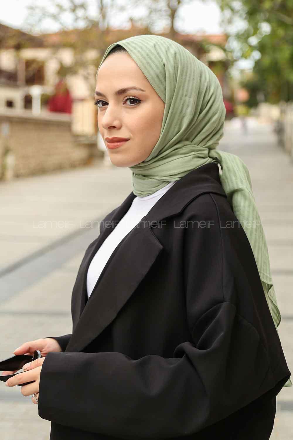 Lamelif Cotton Line Şal Mint Yeşili