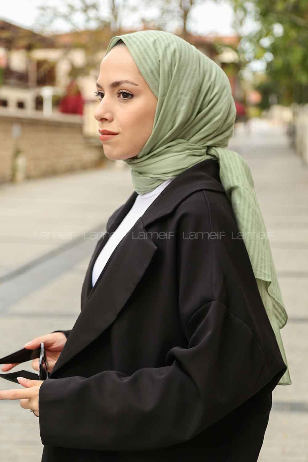 Lamelif Cotton Line Şal Mint Yeşili