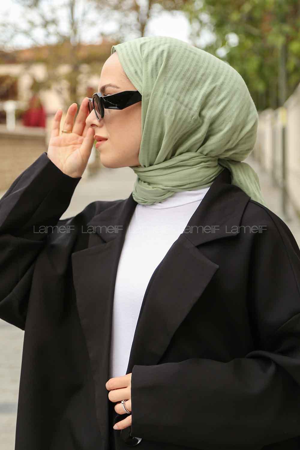 Lamelif Cotton Line Şal Mint Yeşili