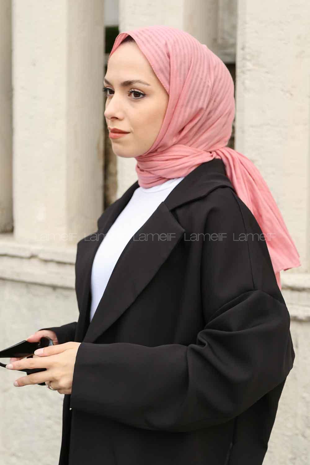 Lamelif Cotton Line Şal Şeker Pembe