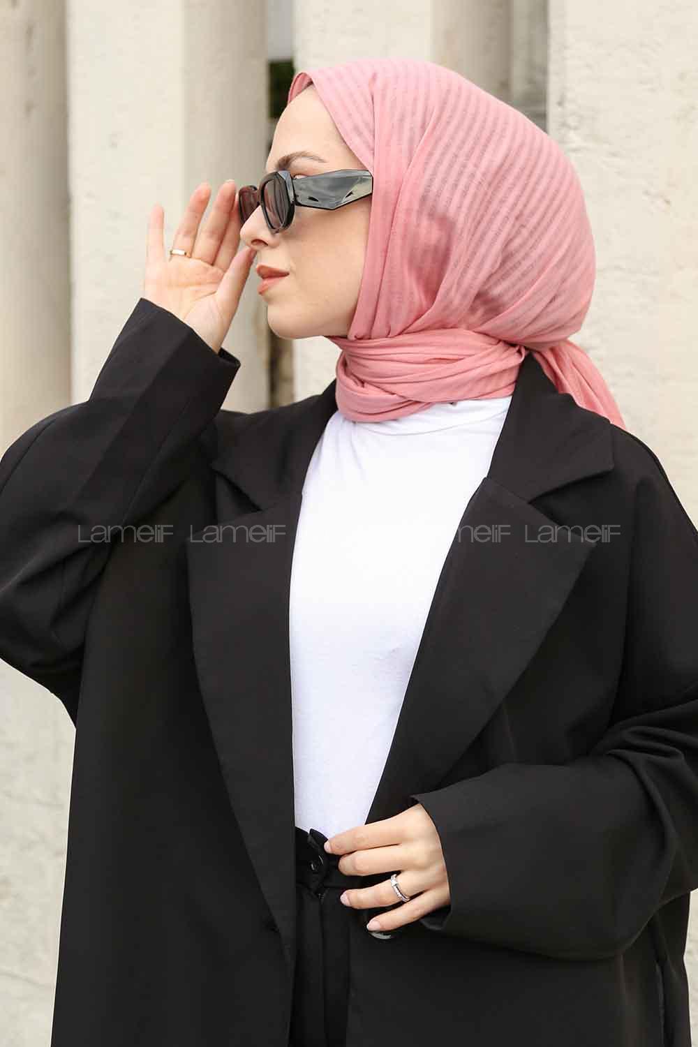 Lamelif Cotton Line Şal Şeker Pembe