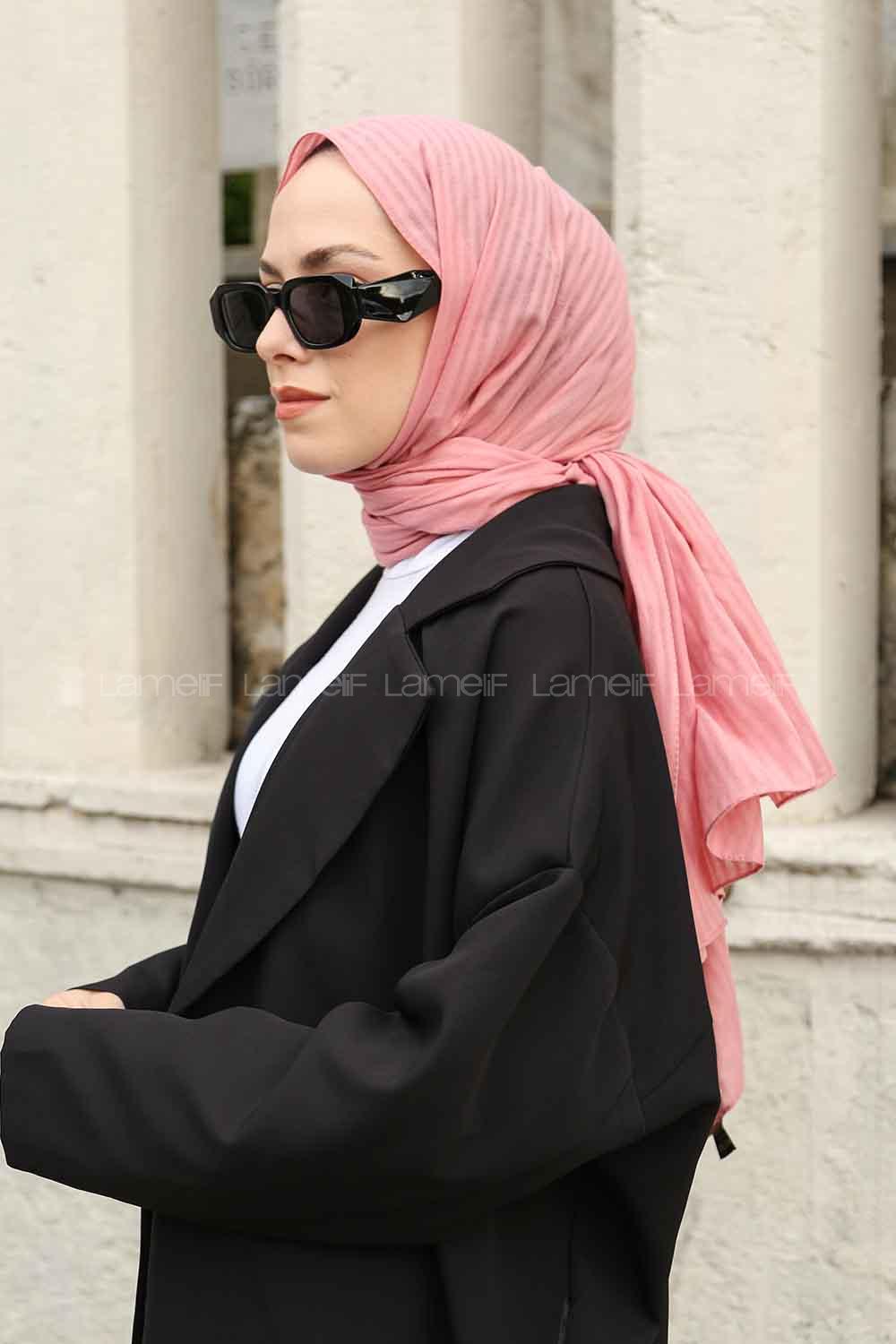 Lamelif Cotton Line Şal Şeker Pembe