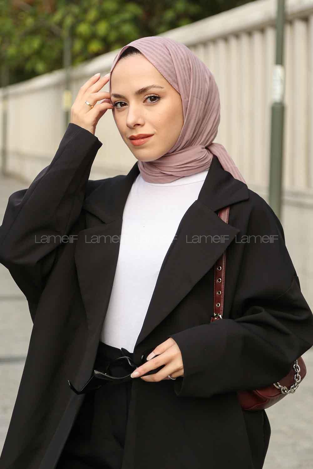 Soft Powder Cotton Striped Shawl