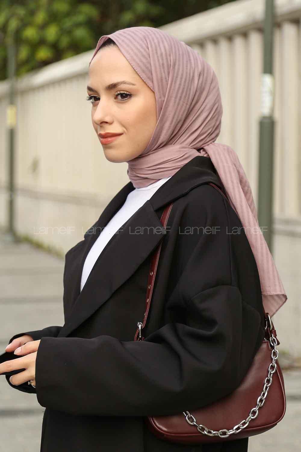 Soft Powder Cotton Striped Shawl