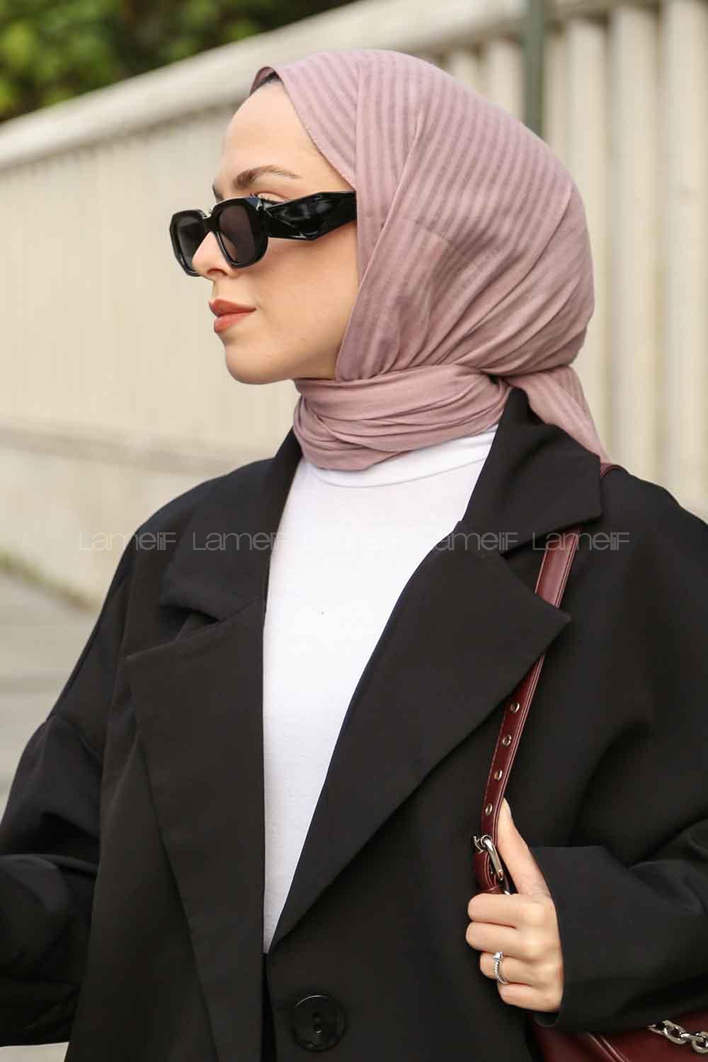 Soft Powder Cotton Striped Shawl