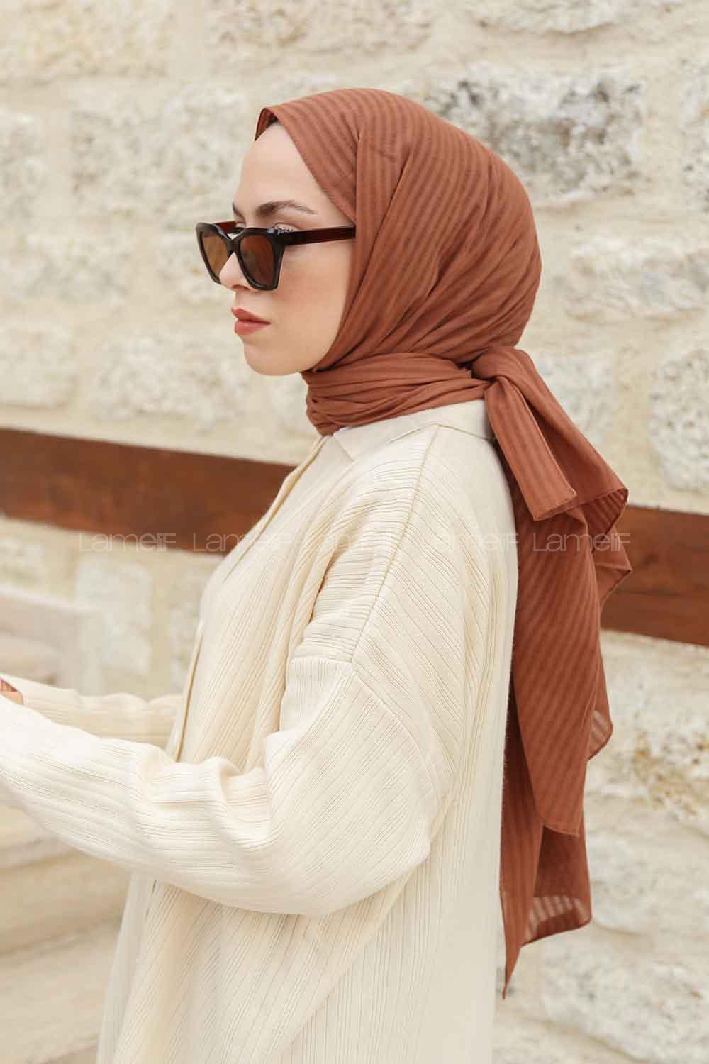 Lamelif Cotton Line Şal Sütlü Kahve