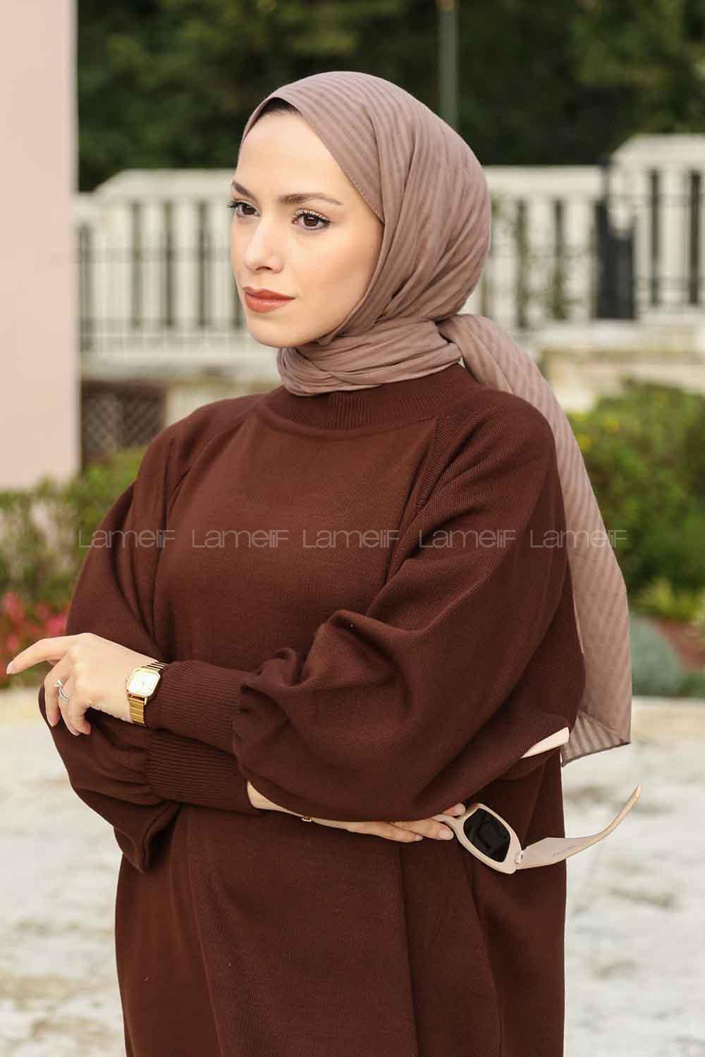 Brown Cotton Striped Shawl