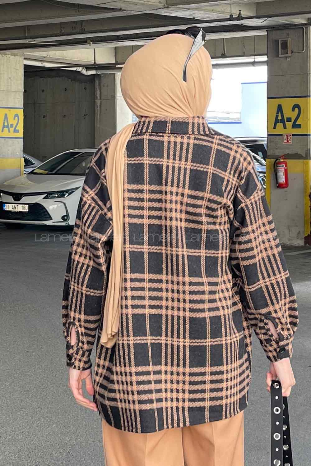 Lamelif Ekose Desen Gömlek Kahve